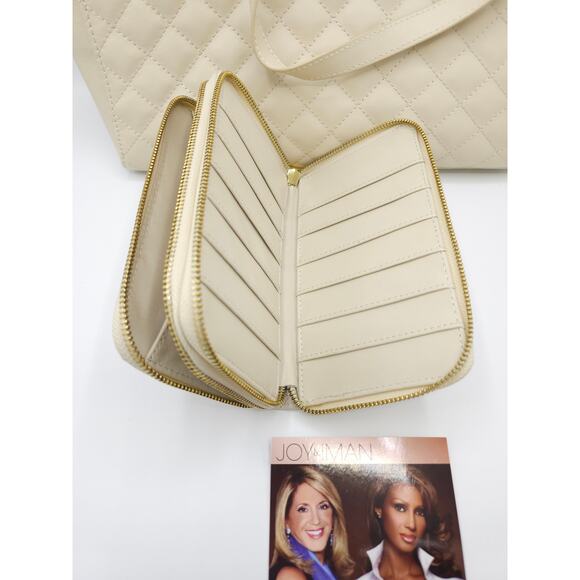 Joy & Iman 100% Leather Tan Handbag With Matching 100% Leather Tan Wallet - Picture 4 of 9